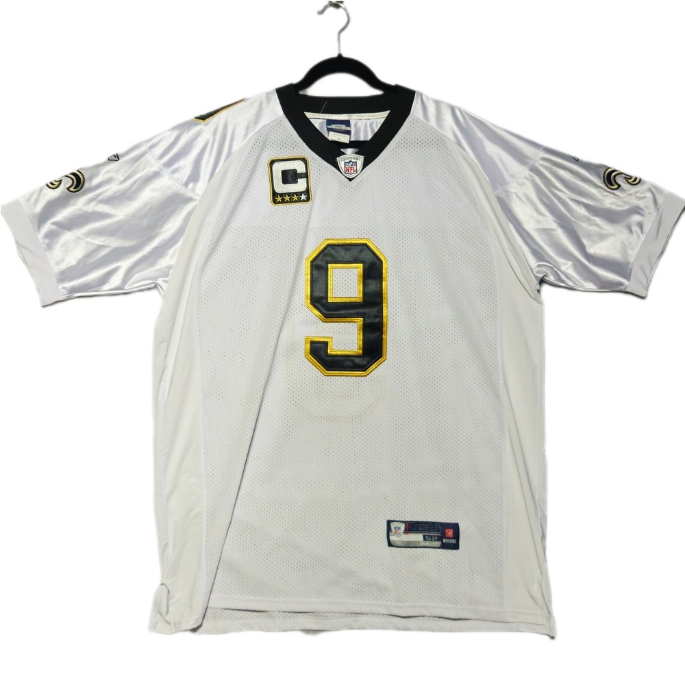 Reebok Mens New Orleans Saints Drew Brees Authentic Jersey Size 52 White Sewn